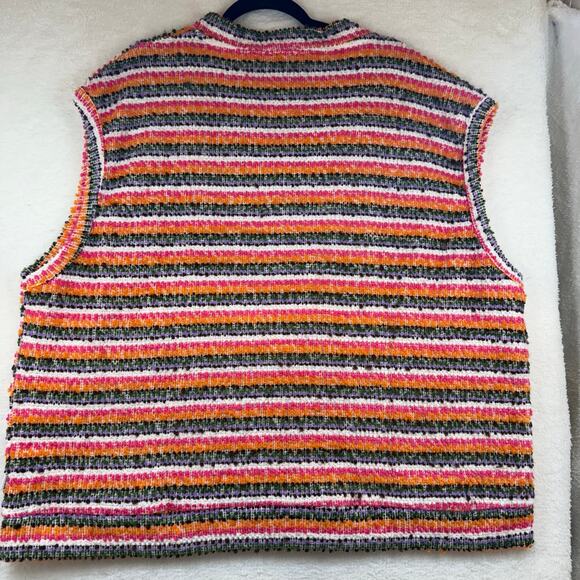 KROST Crushed Sand Sweater Vest Sz XXL | Multicolor Knit Stripe Y2K Vibe - Picture 2 of 10
